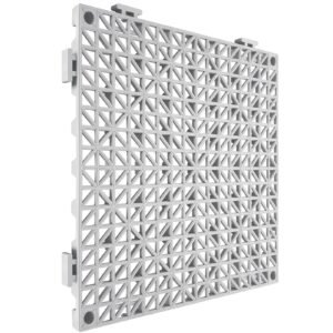 interlocking tile 50pcs gray, drainage tiles 12" x 12" splicing, soft pvc interlocking drainage floor tiles, non slip drainage holes for restroom, bathroom, kitchen, pool, wet areas