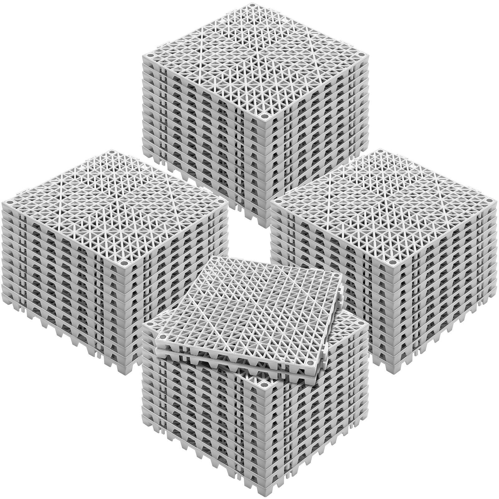 interlocking tile 50pcs gray, drainage tiles 12" x 12" splicing, soft pvc interlocking drainage floor tiles, non slip drainage holes for restroom, bathroom, kitchen, pool, wet areas