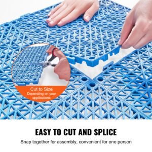 interlocking tile 55pcs blue, drainage tiles 12" x 12" splicing, soft pvc interlocking drainage floor tiles, non slip drainage holes for restroom, bathroom, kitchen, pool, wet areas, blue