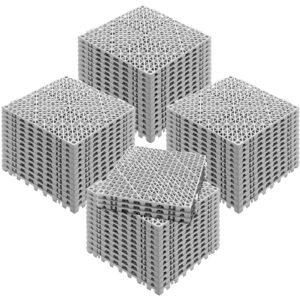 Interlocking Tile 55PCS Grey, Drainage Tiles 12" x 12"x 0.6 Splicing, Soft PVC Interlocking Floor Tiles, Non-Slip Drainage Holes for Restroom, Bathroom, Kitchen, Pool, Wet Area