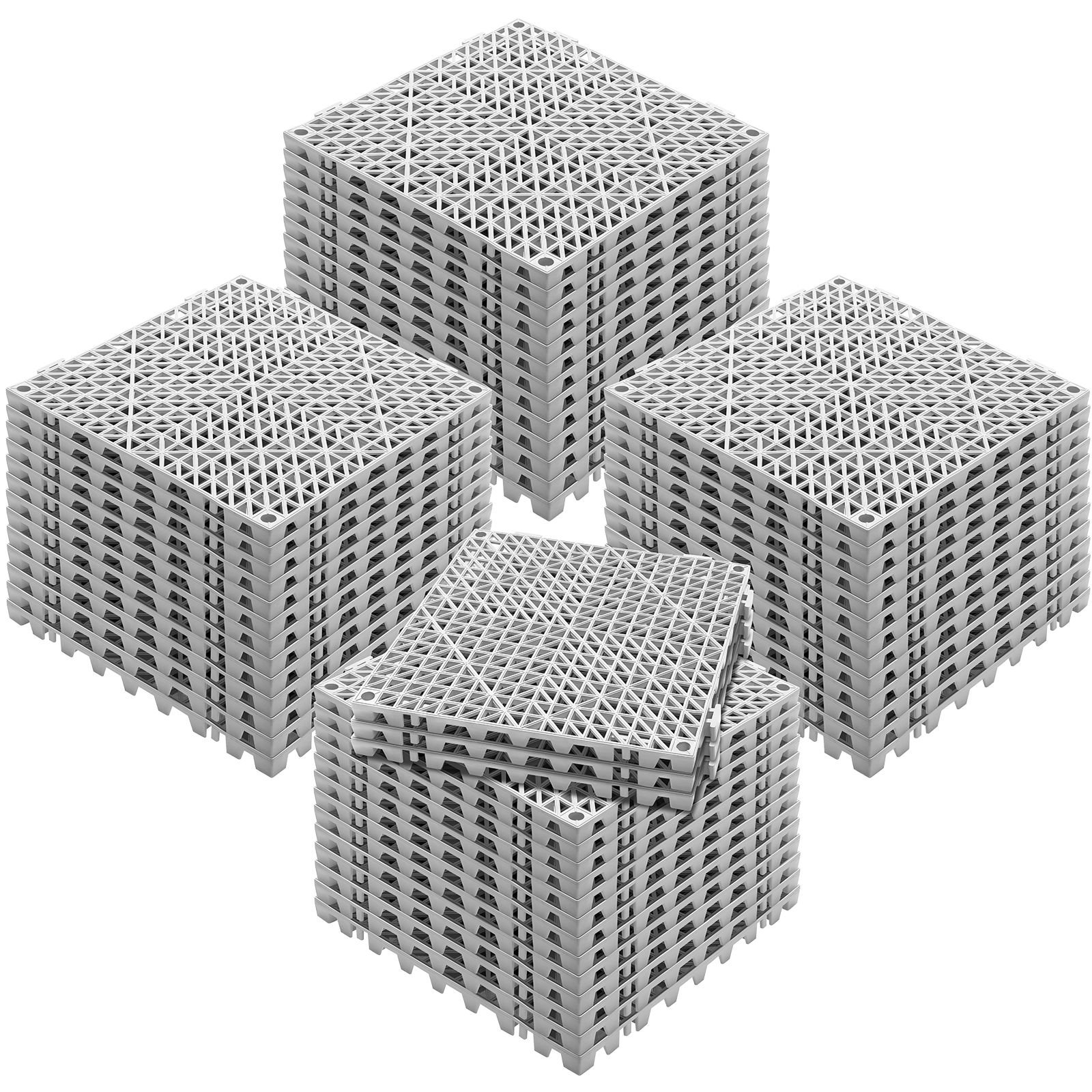 interlocking tile 55pcs grey, drainage tiles 12" x 12"x 0.6 splicing, soft pvc interlocking floor tiles, non slip drainage holes for restroom, bathroom, kitchen, pool, wet area