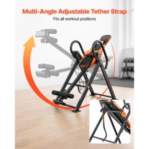 inversion table, 300 lbs capacity heavy duty back inverter stretcher, inverted table with dual roller locking, decompression tables for shoulders, neck, back, multi angle adjustable tether strap