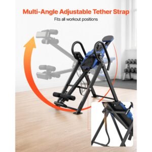 inversion table, 300 lbs capacity heavy duty back inverter stretcher, inverted table with dual roller locking, decompression tables for shoulders, neck, back, multi angle adjustable tether strap