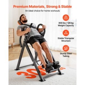 inversion table, 300 lbs capacity heavy duty back inverter stretcher, inverted table with dual roller locking, decompression tables for shoulders, neck, back, multi angle adjustable tether strap