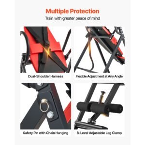 inversion table, 300 lbs capacity heavy duty inverted table, back inverter stretcher with dual roller locking, decompression tables for shoulders, neck, back, multi angle adjustable tether strap