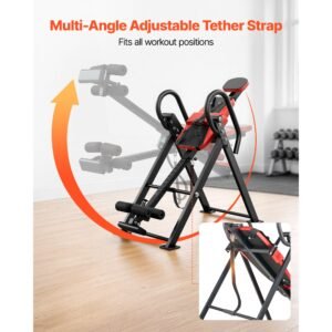 inversion table, 300 lbs capacity heavy duty inverted table, back inverter stretcher with dual roller locking, decompression tables for shoulders, neck, back, multi angle adjustable tether strap