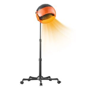 ionic hood dryer, 1875w pro bonnet hair dryer, timer, 3 temperature levels & adjustable speed, mobile floor stand with wheels for salon & home spa