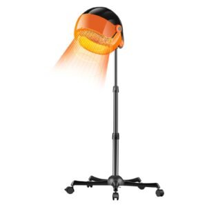 ionic hood dryer, 1875w pro bonnet hair dryer, timer, 3 temperature levels & adjustable speed, mobile floor stand with wheels for salon & home spa
