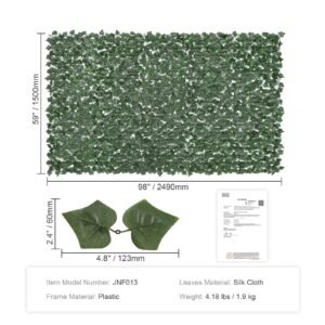 ivy privacy fence, 59 x 98 in artificial green wall screen, greenery ivy fence with strengthened joint, faux hedges vine leaf decoration for outdoor garden, yard, balcony, patio decor