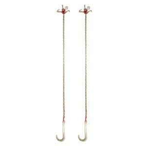 j hook chain, 2pcs 5/16" x 6' g80 15" long shank j hook tow chain with rtj cluster hook & grab hook, 5400 lbs working load, heavy duty transport truck chain for wrecker recovery trailer towing