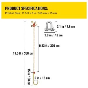 j hook chain, 5/16 in x 10 ft bridle tow chain, g80 bridle transport chain, alloy steel chain with 2 g70 j hooks, 9260 lbs break strength tow hooks for trucks, j hooks towing straps 2pcs