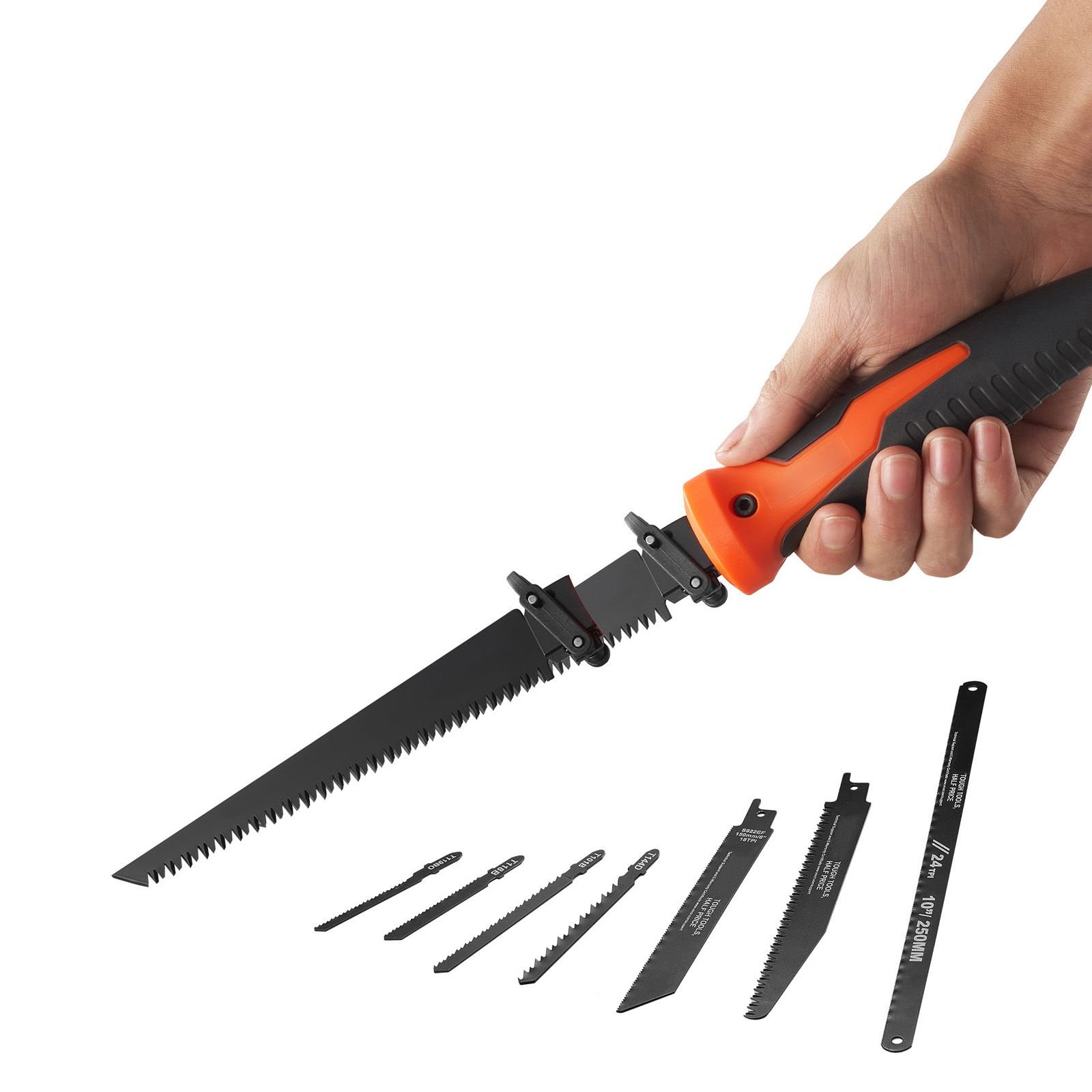 jab saw, 6 in keyhole saw with soft grip handle, 8 in 1 multi blades drywall jab saw, sharp jab saw with triple ground teeth, for cutting drywall wood metel plastic plywood wallboard thin sheet