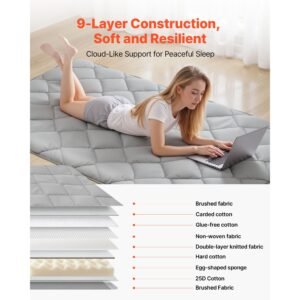 japanese tatami mat, twin size foldable japanese tatami mattress, futon mattress with storage bag & fastener, 9 layer floor mat for sleeping, dormitory, meditation, yoga, 80 x 39 x 2.5 in, gray