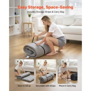 japanese tatami mat, twin size foldable japanese tatami mattress, futon mattress with storage bag & fastener, 9 layer floor mat for sleeping, dormitory, meditation, yoga, 80 x 39 x 2.5 in, gray