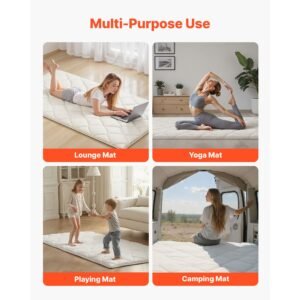 japanese tatami mat, twin size foldable japanese tatami mattress, futon mattress with storage bag & fastener, 9 layer floor mat for sleeping, dormitory, meditation, yoga, 80 x 39 x 2.5 in, white