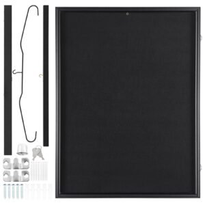 Jersey Display Frame Case, 23.3 x 31.2 x 1.5 in, Large Lockable Sport Jersey Shadow Box with 98% UV Protection PC Glass and Hangers, for Baseball Basketball Football Hockey Shirt and Uniform