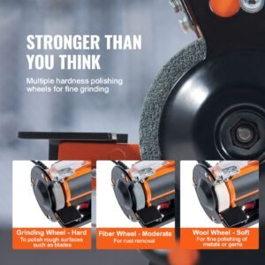 jewelry polisher, bench grinder polishing & buffing machine, 3590rpm bench lathe polisher with 1 wool wheel & 1 abrasive fiber wheel & 1 grinding wheel & 100pcs tools