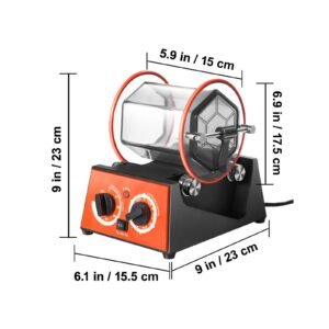 jewelry polisher tumbler, 6.6lbs/3kg capacity mini rotary tumbler machine with 0 60 minutes timer, 5 speeds jewelry rotary finisher for surface polishing grinding buffing gemstones jewels coins