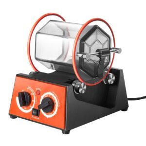 jewelry polisher tumbler, 6.6lbs/3kg capacity mini rotary tumbler machine with 0 60 minutes timer, 5 speeds jewelry rotary finisher for surface polishing grinding buffing gemstones jewels coins
