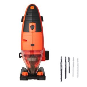 jig saw, 6.5 amp, 3000 spm blade speed, electric jigsaw with 6 pcs blades, led light, 6 variable speed, 0 45° bevel cuts, 4 orbital settings for straight/circle cutting, for wood and metal