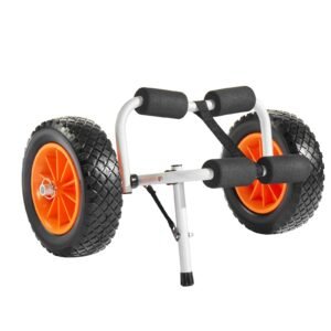 kayak cart, 200 lbs load capacity, foldable kayak trolley with 10 inch solid rubber tires & 1 ratchet strap, paddle board trolley for carrying kayaks, canoes, paddleboards, float mats, jon boats