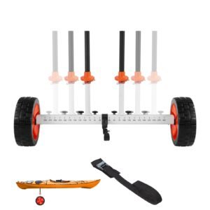 Kayak Cart, 230 lbs Load Capacity, Canoe Cart Dolly with 10-inch Solid PU Tires & Kickstand, Assembles & Disassembles Within Seconds, Paddle Board Trolley for Kayaks, Canoes, Paddleboards