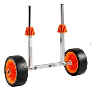 kayak cart, 250 lbs load capacity, canoe cart dolly with 7.5 inch solid rubber tires & kickstand, assembles & disassembles within seconds, paddle board trolley for kayaks, canoes, paddleboards