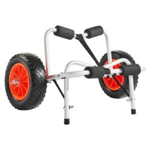 kayak cart, 250 lbs load capacity, foldable kayak trolley with 10 inch solid rubber tires & 1 ratchet strap, paddle board trolley for carrying kayaks, canoes, paddleboards, float mats, jon boats