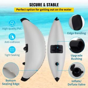 kayak outrigger stabilizers, 2 pcs, pvc inflatable outrigger float with sidekick arms rod, standing float stabilizer system kit for kayaks, canoes, fishing boats