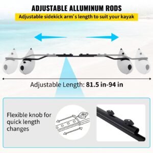 kayak outrigger stabilizers, 2 pcs, pvc inflatable outrigger float with sidekick arms rod, standing float stabilizer system kit for kayaks, canoes, fishing boats