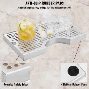 kegerator beer drip tray, 304 stainless steel keg drip trays with 4 non slip rubber pads and detachable cover, heat / cold resistant beer tower drip pan for bar restaurant coffee shop home