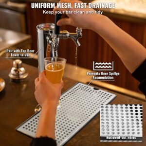kegerator beer drip tray, 304 stainless steel keg drip trays with 4 non slip rubber pads and detachable cover, heat / cold resistant beer tower drip pan for bar restaurant coffee shop home