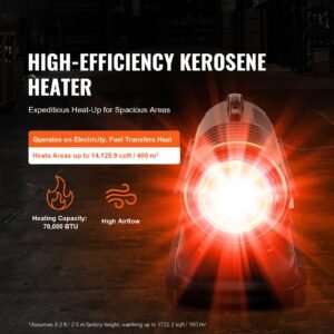 kerosene forced air heater, 70000 btu portable torpedo diesel space heater with thermostat, 5 gallon tank energy efficient heavy duty heater, for indoor outdoor use workshop industry