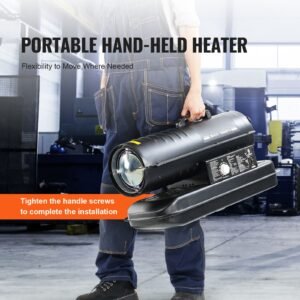 kerosene forced air heater, 70000 btu portable torpedo diesel space heater with thermostat, 5 gallon tank energy efficient heavy duty heater, for indoor outdoor use workshop industry