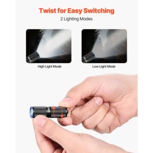 keychain flashlight, rechargeable mini led flashlight, 200 high lumens pocket sized flashlight with 2 lighting modes, ipx7 waterproof portable flashlight for everyday carry, camping, emergencies