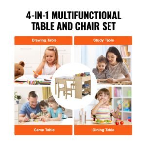 kids art table and 2 chairs, 2 in 1 toddler craft and play activity table, wood toddler table and chair set with a cabinet for art, craft, reading, learning