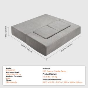 kids couch, 4pcs modular kids play couch, toddler couch sofa bed, kids chair seat playroom furniture, child sectional sofa with removable cover for kids girls & boys, grey
