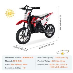 kids ride on motorcycle, 36v battery powered electric motorcycle with speed up to 15.5mph, treaded tires, battery gauge, dual brakes, ride on toys for children boys girls aged 14+