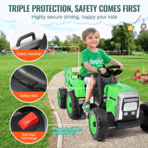 kids ride on tractor 12v electric toy tractor with trailer remote control