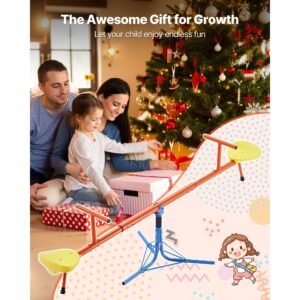 kids seesaw, 100 lbs load capacity per seat, sit and spin teeter totter with 3 prong support legs, kids outdoor playground equipment, swiveling 360 degrees rotating for children aged 3+