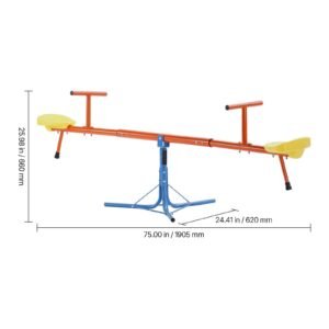 kids seesaw, 100 lbs load capacity per seat, sit and spin teeter totter with 3 prong support legs, kids outdoor playground equipment, swiveling 360 degrees rotating for children aged 3+