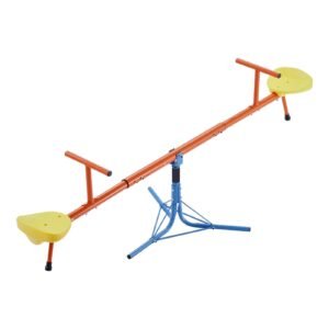 kids seesaw, 100 lbs load capacity per seat, sit and spin teeter totter with 3 prong support legs, kids outdoor playground equipment, swiveling 360 degrees rotating for children aged 3+