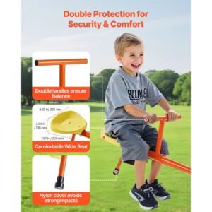 kids seesaw, 100 lbs load capacity per seat, sit and spin teeter totter with 4 prong support legs, kids outdoor playground equipment, swiveling 360 degrees rotating for children aged 3+