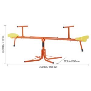 kids seesaw, 100 lbs load capacity per seat, sit and spin teeter totter with 4 prong support legs, kids outdoor playground equipment, swiveling 360 degrees rotating for children aged 3+