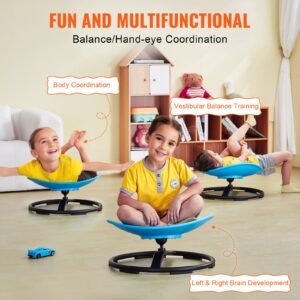 kids swivel chair, 220 lbs capacity, sensory spinning chair, autistic kids sensory toy chair with non slip metal base, toddler sit and spin chair for coordination balance focus training blue