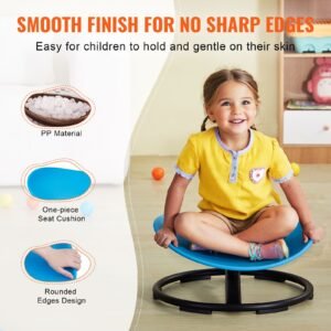 kids swivel chair, 220 lbs capacity, sensory spinning chair, autistic kids sensory toy chair with non slip metal base, toddler sit and spin chair for coordination balance focus training blue