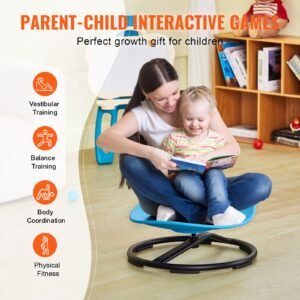 kids swivel chair, 220 lbs capacity, sensory spinning chair, autistic kids sensory toy chair with non slip metal base, toddler sit and spin chair for coordination balance focus training blue