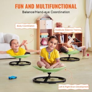 kids swivel chair, 220 lbs capacity, sensory spinning chair, autistic kids sensory toy chair with non slip metal base, toddler sit and spin chair for coordination balance focus training green