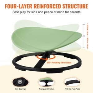 kids swivel chair, 220 lbs capacity, sensory spinning chair, autistic kids sensory toy chair with non slip metal base, toddler sit and spin chair for coordination balance focus training green