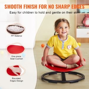 kids swivel chair, 220 lbs capacity, sensory spinning chair, autistic kids sensory toy chair with non slip metal base, toddler sit and spin chair for coordination balance focus training red